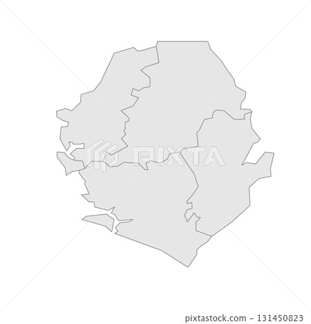 Sierra Leone political map of administrative divisions - provinces and one area. Grey blank vector editable map EPS. Sierra Leone political map of administrative divisions - provinces and one area. Grey blank vector editable map EPS. 131450823