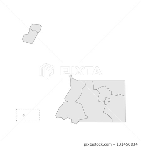 Equatorial Guinea political map of administrative divisions - provinces. Grey blank vector editable map EPS. 131450834