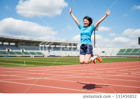 Jumping athlete 131450852