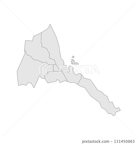 Eritrea political map of administrative divisions - regions. Grey blank vector editable map EPS. 131450863