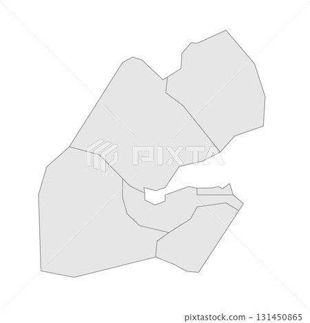 Djibouti political map of administrative divisions - regions. Grey blank vector editable map EPS. 131450865