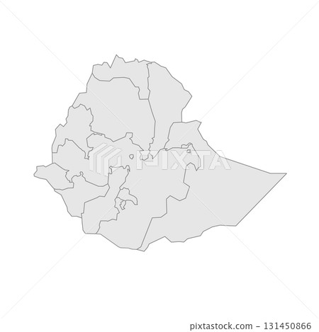 Ethiopia political map of administrative divisions - regions and chartered cities. Grey blank vector editable map EPS. 131450866