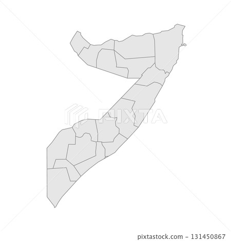 Somalia political map of administrative divisions - federal states. Grey blank vector editable map EPS. Somalia political map of administrative divisions - federal states. Grey blank vector editable map EPS. 131450867