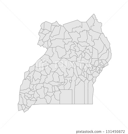 Uganda political map of administrative divisions - districts. Grey blank vector editable map EPS. Uganda political map of administrative divisions - districts. Grey blank vector editable map EPS. 131450872