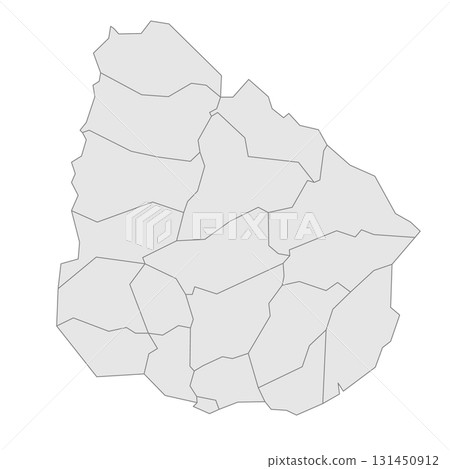 Uruguay political map of administrative divisions - departments. Grey blank vector editable map EPS. 131450912