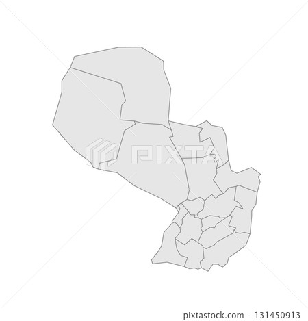 Paraguay political map of administrative divisions - departments and capital district. Grey blank vector editable map EPS. 131450913