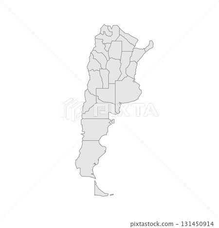 Argentina political map of administrative divisions - provinces and autonomous city of Buenos Aires. Grey blank vector editable map EPS. Argentina political map of administrative divisions - provinces and autonomous city of Buenos Aires. Grey blank vector editable map EPS. 131450914