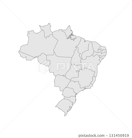 Brazil political map of administrative divisions - Federative units of Brazil. Grey blank vector editable map EPS. 131450919