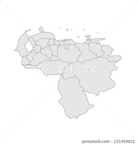 Venezuela political map of administrative divisions - states, capital district and federal dependencies. Grey blank vector editable map EPS. 131450922