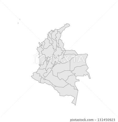 Colombia political map of administrative divisions - departments and capital district. Grey blank vector editable map EPS. 131450923