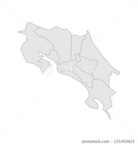 Costa Rica political map of administrative divisions - provinces. Grey blank vector editable map EPS. Costa Rica political map of administrative divisions - provinces. Grey blank vector editable map EPS. 131450925
