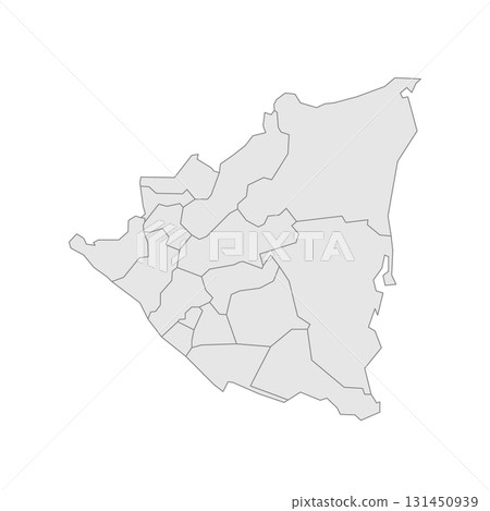 Nicaragua political map of administrative divisions - departments and autonomous regions. Grey blank vector editable map EPS. 131450939
