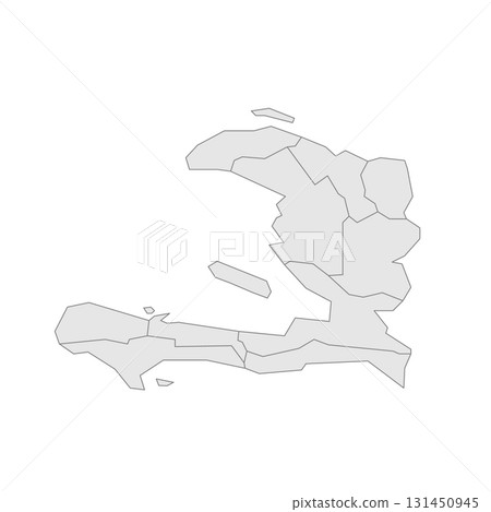 Haiti political map of administrative divisions - departments. Grey blank vector editable map EPS. 131450945