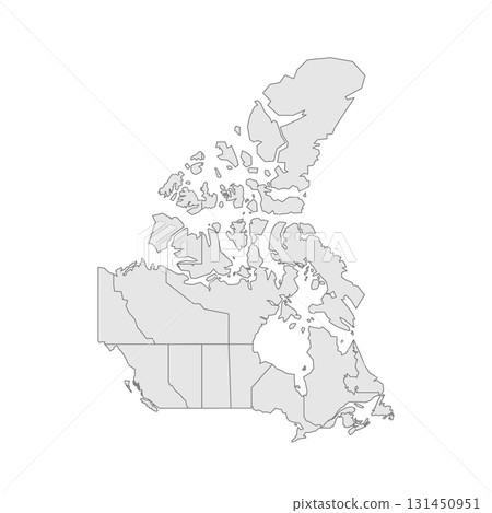 Canada political map of administrative divisions - provinces and territories. Grey blank vector editable map EPS. 131450951