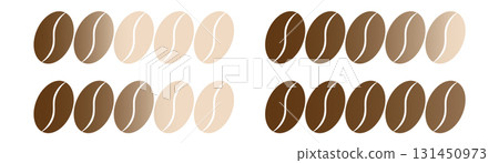 Arabica coffee beans strength roasting degree scale illustration with indicator measure different brew espresso powder coarse fine grind grinder icon vector cafe label black white background 131450973