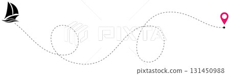 Vector dotted route travel path with yacht isolated on white background marine navigation trip journey line symbol summer voyage design tourism concept infographic set illustration icon 131450988