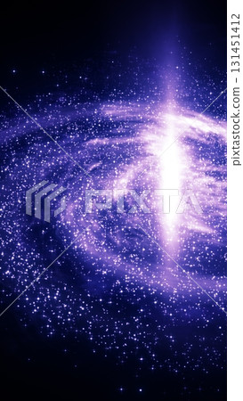 Vivid galactic core in radiant purple with swirling stars and glowing cosmic energy 131451412