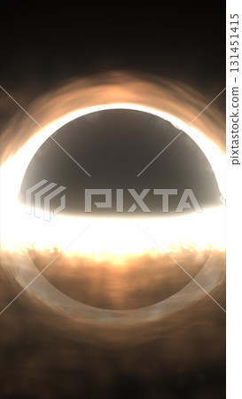Dark cosmic abstract sphere resembling a black hole with glowing bright edge 131451415