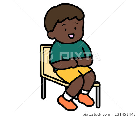 Black boy sitting on a chair 131451443