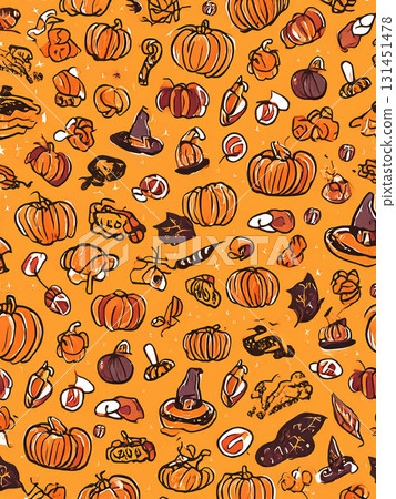 Pop pumpkin and witch hat pattern 131451478