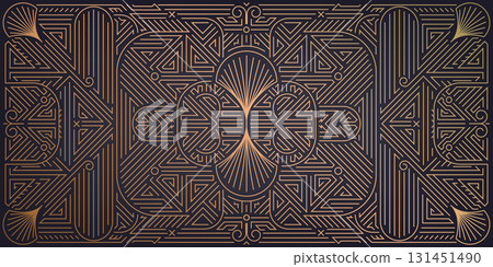 Elegant abstract vector background with geometric Art Deco lines, golden ornaments, vintage arabesque pattern, royal luxury style. Premium card, wedding invitation, party template, packaging, Gatsby Elegant abstract vector background with geometric Art Deco lines, golden ornaments, vintage arabesque pattern, royal luxury style. Premium card, wedding invitation, party template, packaging, Gatsby 131451490