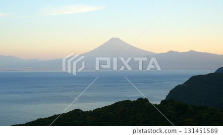 Mount Fuji at dawn seen from Nishiizu across Suruga Bay Mount Fuji at dawn seen from Nishiizu across Suruga Bay 131451589