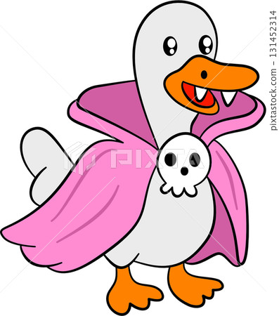 The pink goose vampire has sharp fangs. 131452314