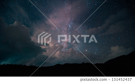 Night sky, stars and night sky with clouds 131452437