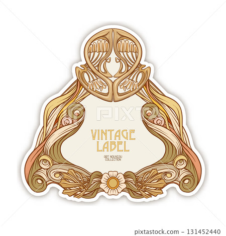 Decorative flowers and leaves in art nouveau style 131452440