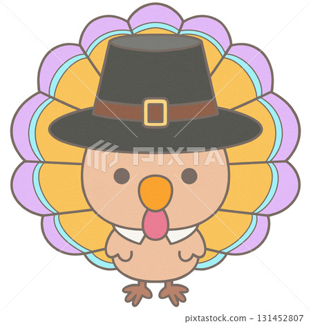 Cute Thanks Giving turkey wearing pilgrim hat Cute Thanks Giving turkey wearing pilgrim hat 131452807