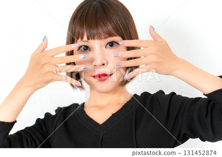 Japanese model with nail art 131452874