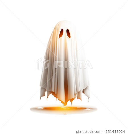 Crying Ghost Clipart for Halloween Tears Centered High Contrast Subtle Outlines transparent Background Diffuse Lighting 131453024