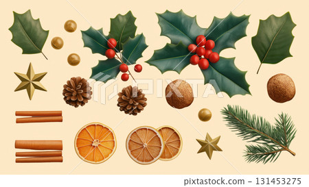 Christmas decorations displayed for the holidays, created with AI 131453275