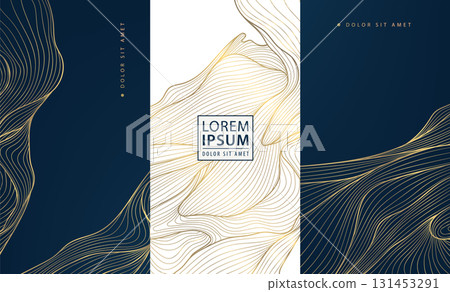 Luxury abstract vector background, golden wave lines, marble textures, elegant geometric patterns. Perfect for premium wine labels, wedding cards, business templates, stylish packaging. 131453291