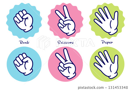 Rock-paper-scissors illustration material set Vector Rock-paper-scissors White background 131453348