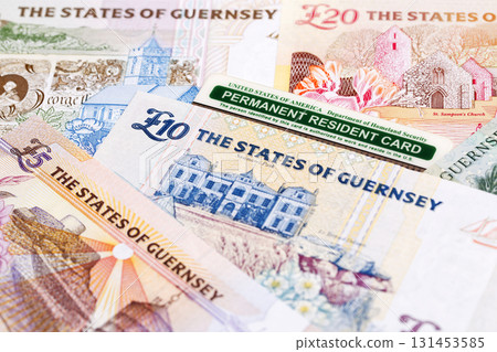 American Permanent Resident Card on Guernsey money American Permanent Resident Card on Guernsey money 131453585