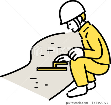 一名男性土木工程師正在鋪路的插圖 一名男性土木工程師正在鋪路的插圖 131453977