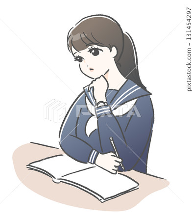 Pensive schoolgirl B Pensive schoolgirl B 131454297