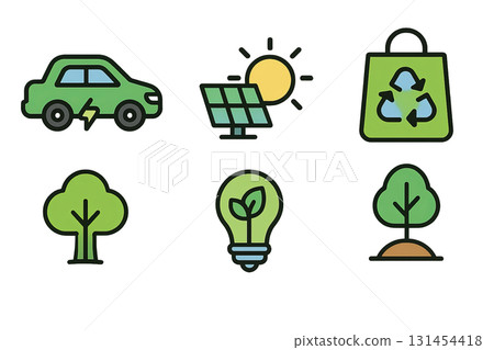 Eco icon sets with symbols for sustainability and green technology. Isolated on transparent background Eco icon sets with symbols for sustainability and green technology. Isolated on transparent background 131454418