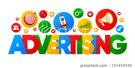 Concept of advertising, marketing and promotion process, for graphic and web design. Vector illustration. 131454540