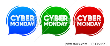 Cyber Monday Sale stickers. Round sticker badge with offer. Advertising Discounts symbol. Cyber monday adhesive tag. Vector illustration. 131454549