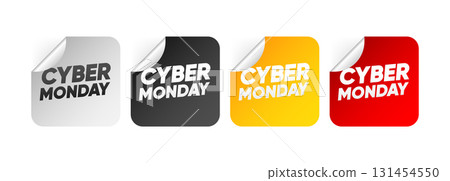 Cyber Monday Sale stickers. Round sticker badge with offer. Advertising Discounts symbol. Cyber monday adhesive tag. Vector illustration. Cyber Monday Sale stickers. Round sticker badge with offer. Advertising Discounts symbol. Cyber monday adhesive tag. Vector illustration. 131454550