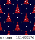 Seamless festive pattern with red Christmas trees 131455370