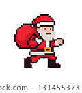 Retro pixel art Santa Claus with gift isolated on 131455373