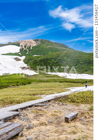 初夏時節從彌陀原眺望白山禦前峰。 初夏時節從彌陀原眺望白山禦前峰。 131456417