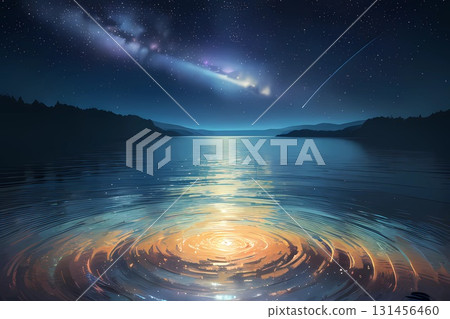 Game background: Aurora and sparkling starry sky image, water wave pattern, ripple texture 131456460
