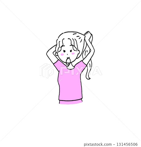 Girl tying her hair illustration 131456506