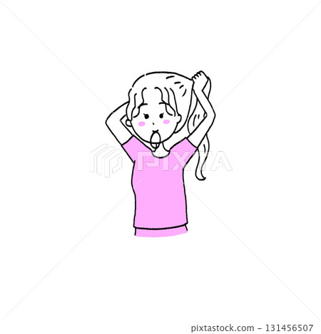 Girl tying her hair illustration 131456507