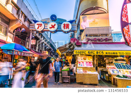 Tokyo cityscape in Japan: Inbound tourism continues... View of Ameyoko and other areas bustling with foreign tourists 131456533