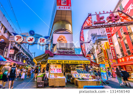 Tokyo cityscape in Japan: Inbound tourism continues... View of Ameyoko and Kaminaka bustling with foreign tourists Tokyo cityscape in Japan: Inbound tourism continues... View of Ameyoko and Kaminaka bustling with foreign tourists 131456540